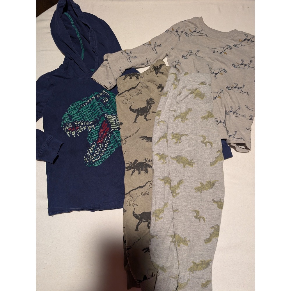 Boys Dinosaur Clothing Lot 4T 5T Old Navy H&M Carters Hooded Shirt Joggers 4pc